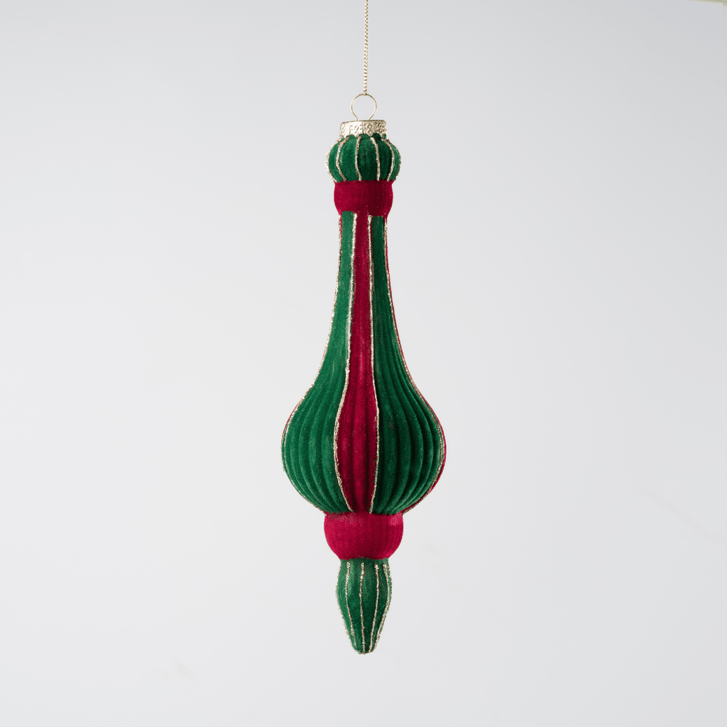 Red & Green Glass Hanging Ornament